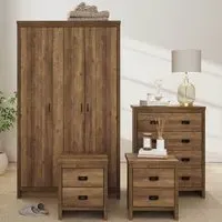 Boston 4 Piece Bedroom Furniture Set - Knotty Oak