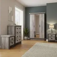 Boston 4 Piece Bedroom Set with Mirrored Wardrobe - Grey