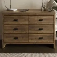 Boston 6 Drawer Chest of Drawers - Brown, Knotty Oak