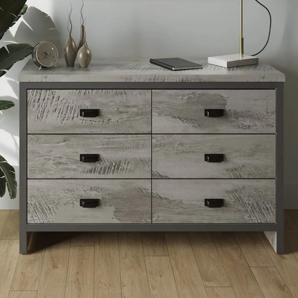 Boston 6 Drawer Chest of Drawers - Grey