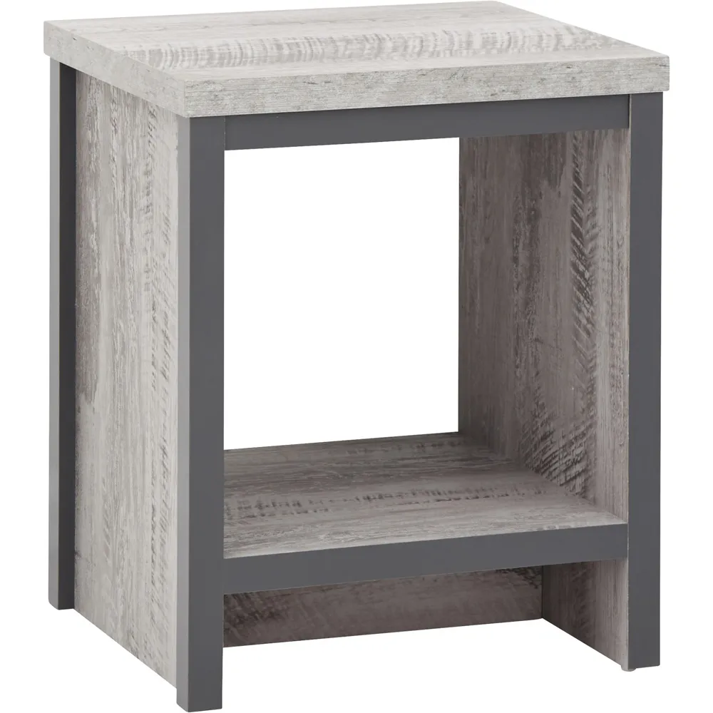 Boston Lamp Table with Storage - Grey