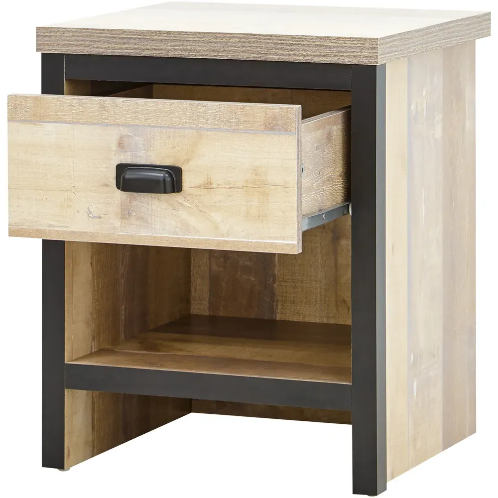 Boston Single Drawer Lamp Table - Brown, Oak