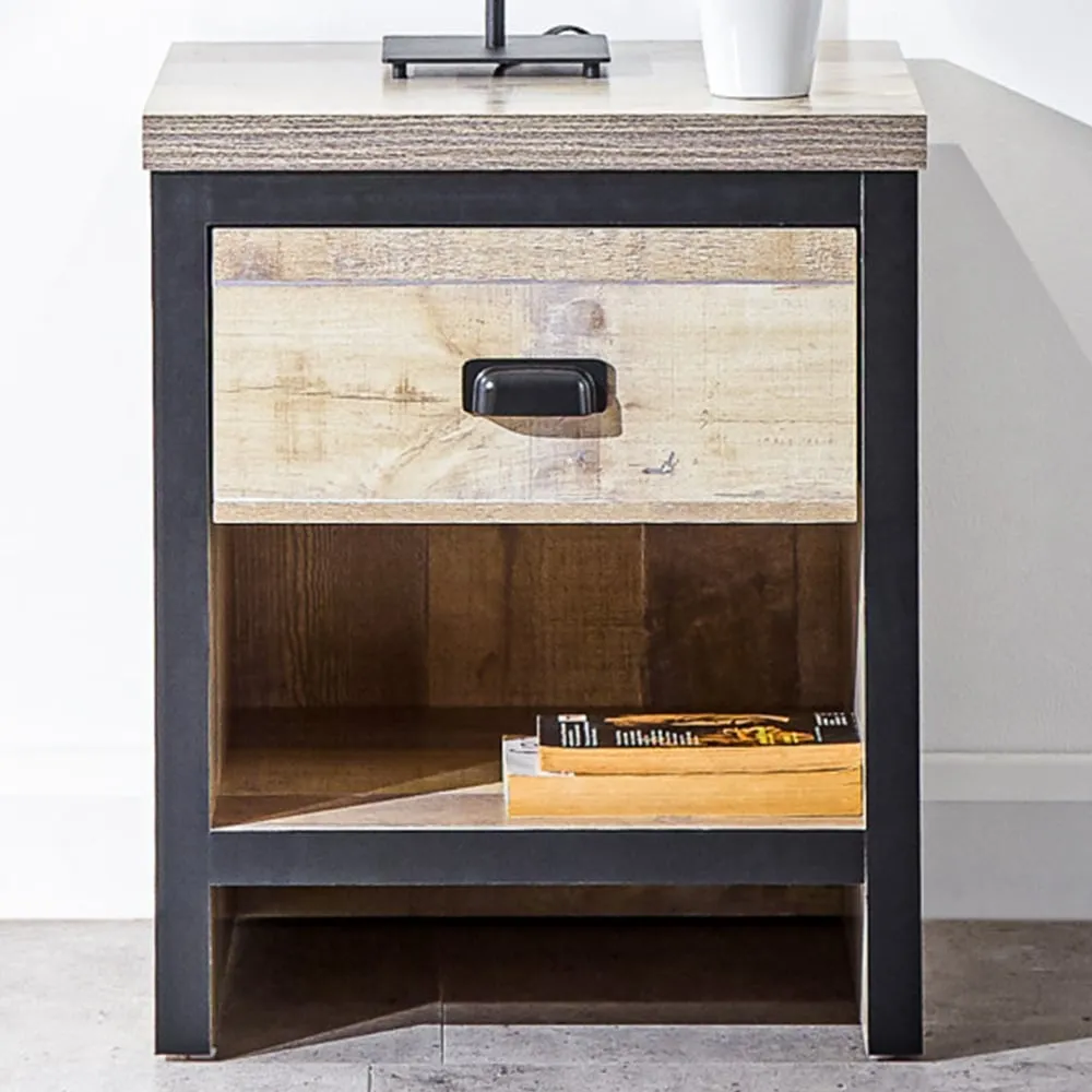 Boston Single Drawer Lamp Table - Brown, Oak image