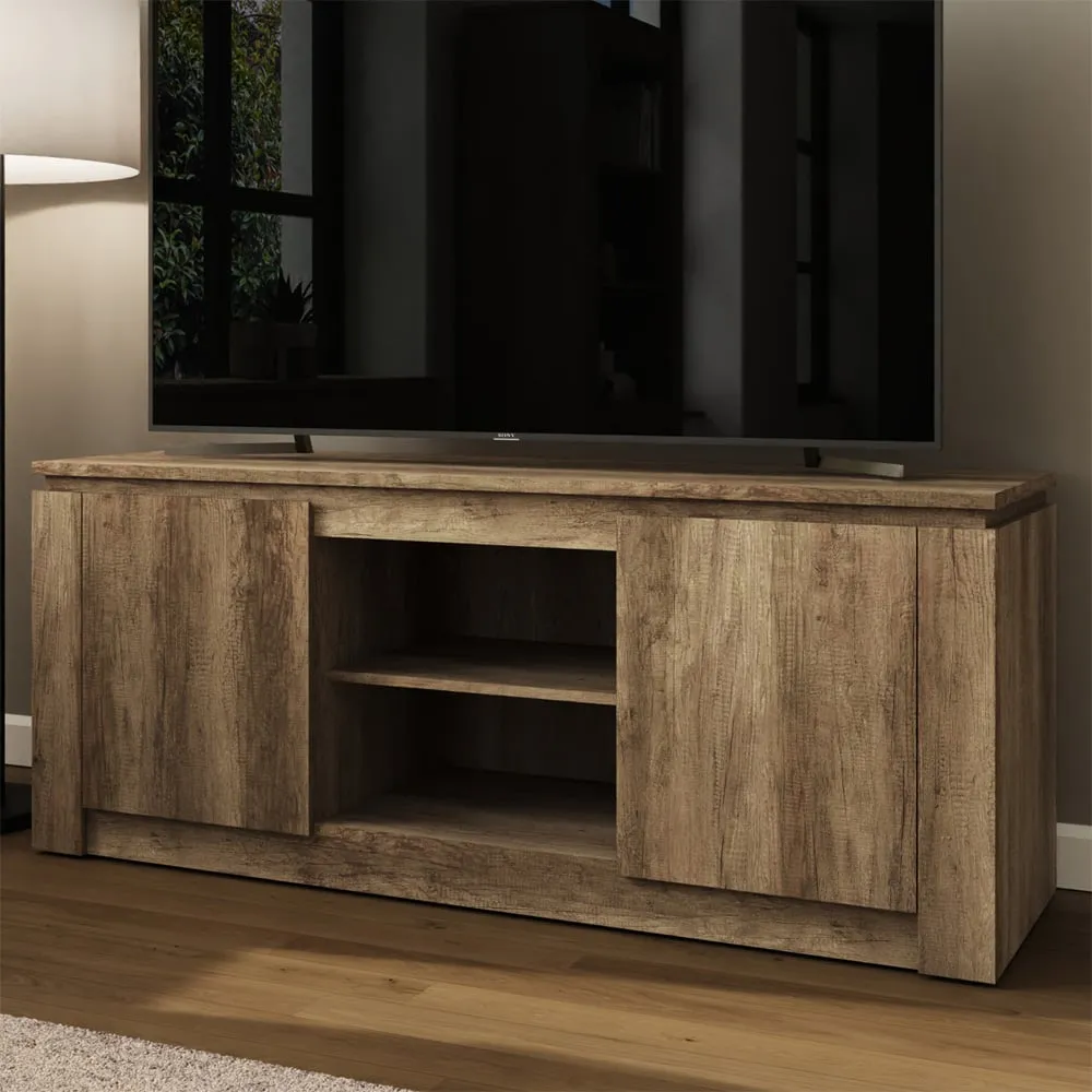 Canyon 2 Door 2 Shelf TV Unit - Oak