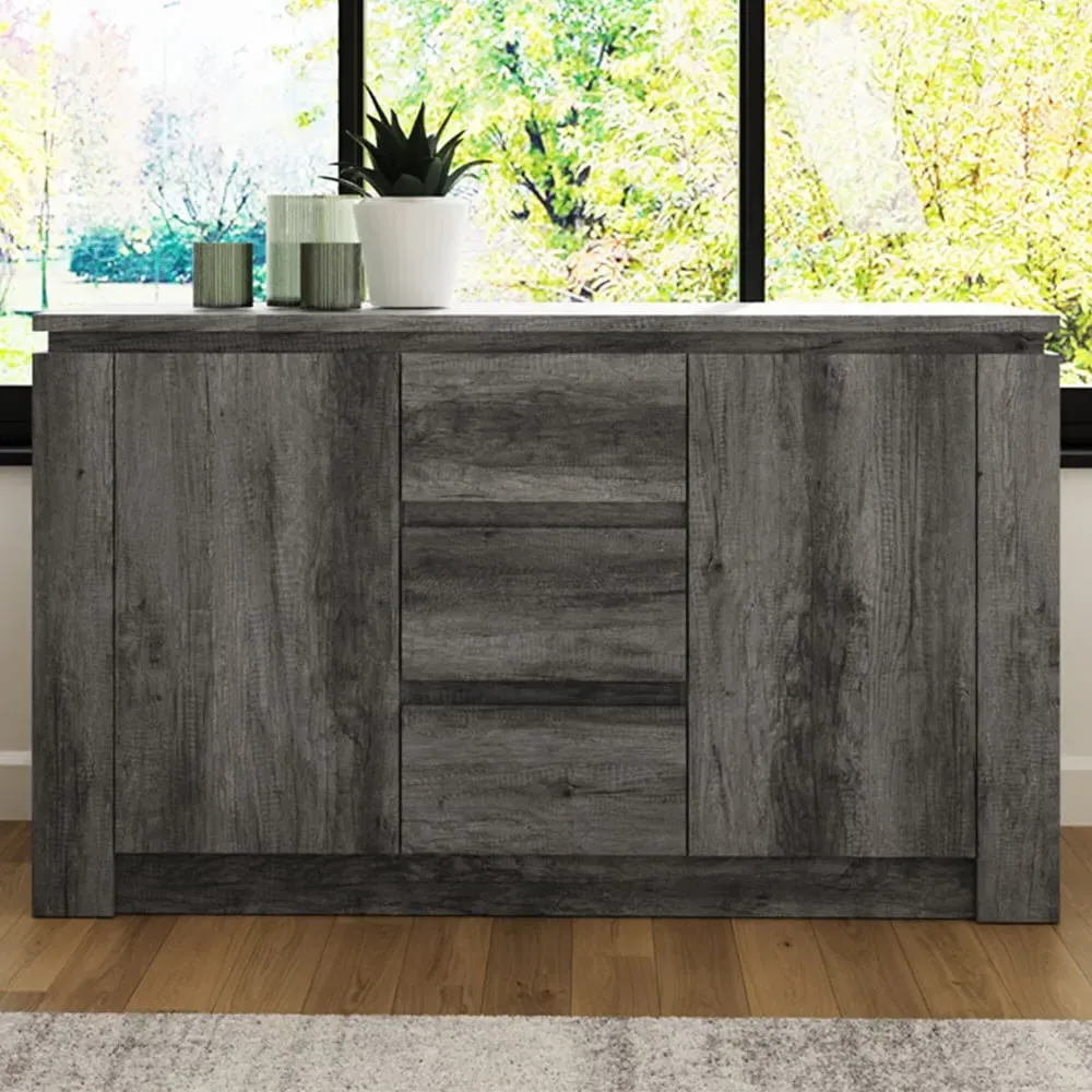 Canyon 2 Door 3 Drawer Sideboard - Charcoal Grey