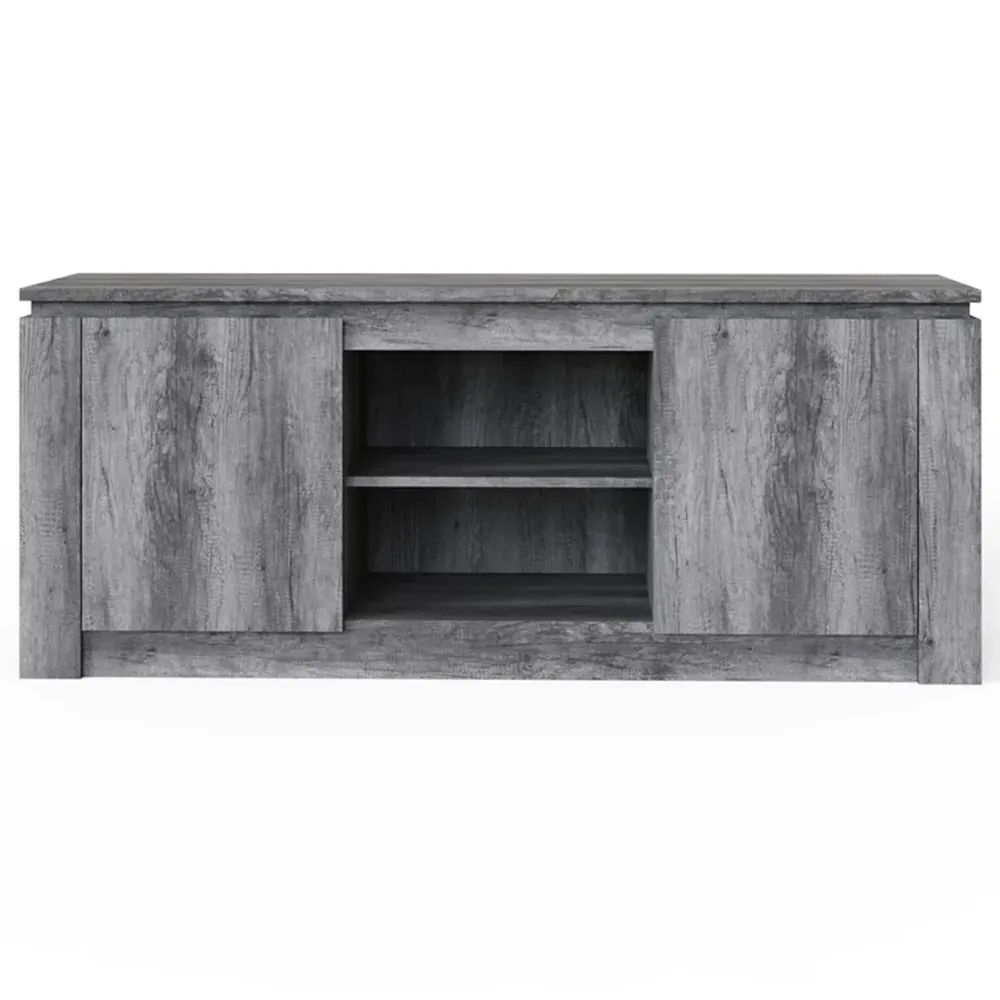 Canyon 2 Door Wide TV Unit with Open Shelves - Grey