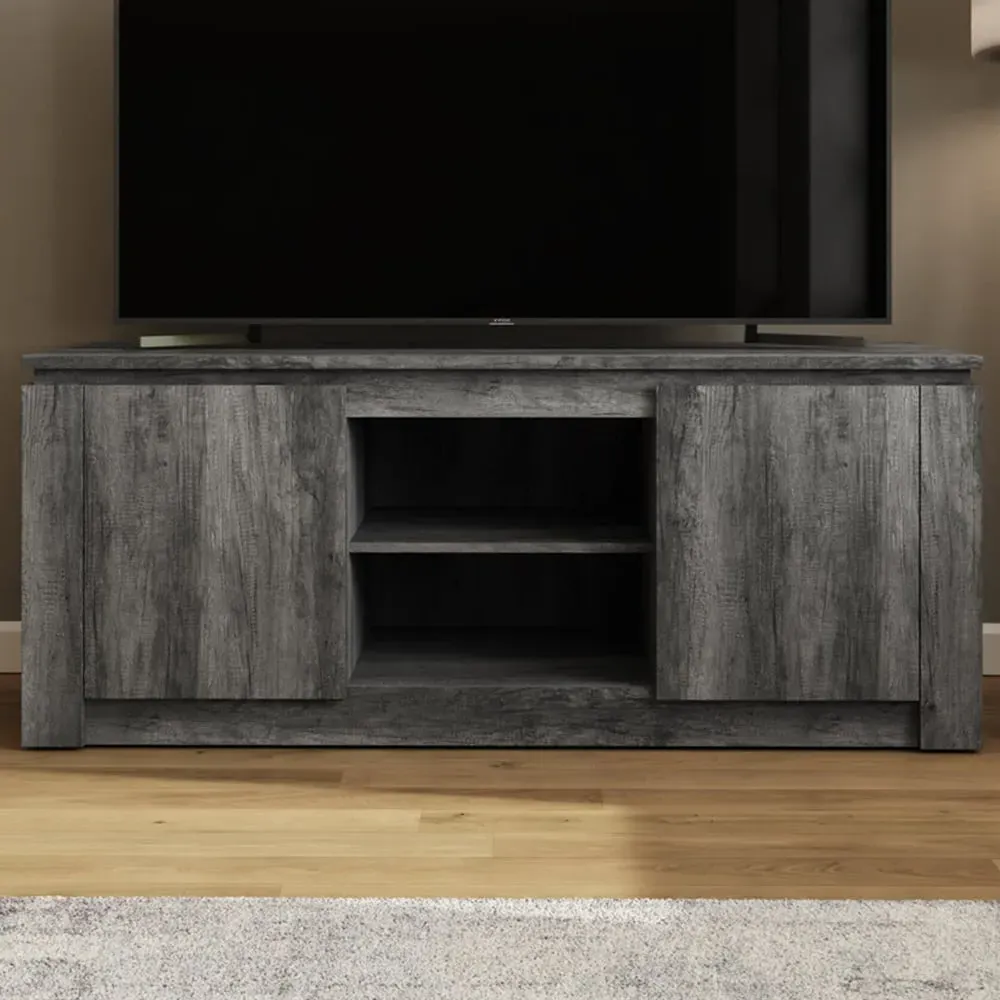 Canyon 2 Door Wide TV Unit with Open Shelves - Grey image