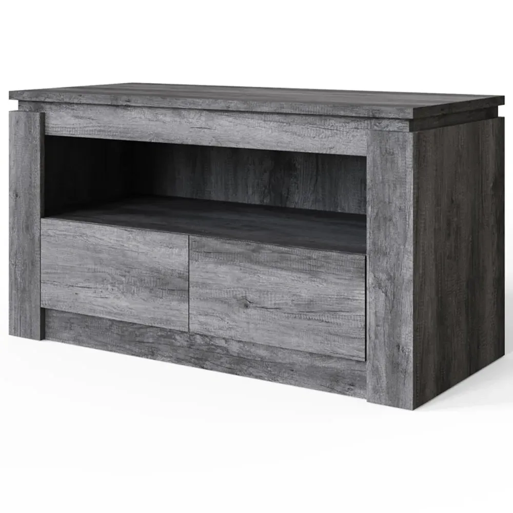Canyon 2 Drawer TV Unit with Open Shelf - Charcoal Grey
