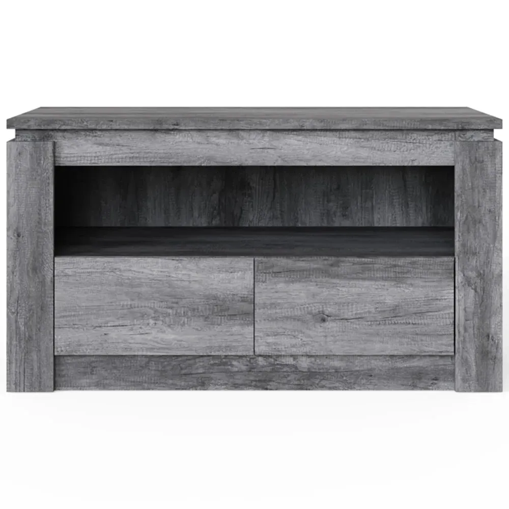Canyon 2 Drawer TV Unit with Open Shelf - Charcoal Grey