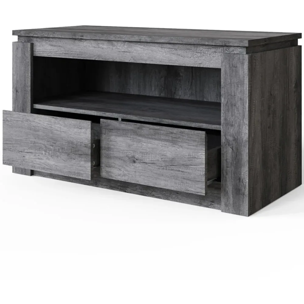 Canyon 2 Drawer TV Unit with Open Shelf - Charcoal Grey