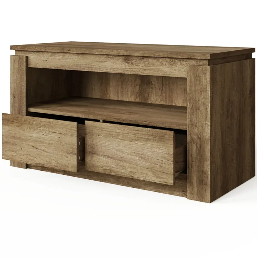 Canyon 2 Drawer TV Unit with Shelf - Grey, Oak