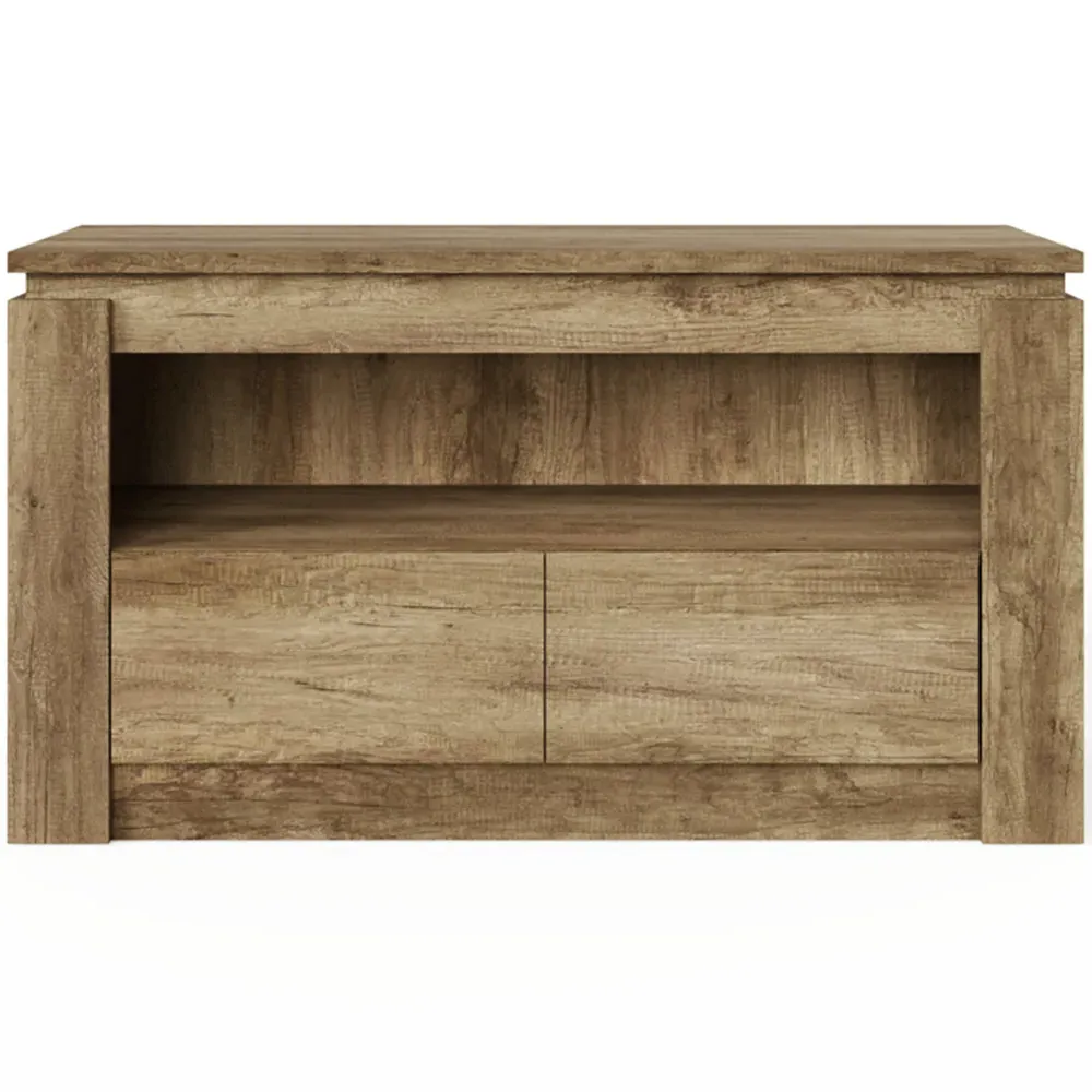 Canyon 2 Drawer TV Unit with Shelf - Grey, Oak