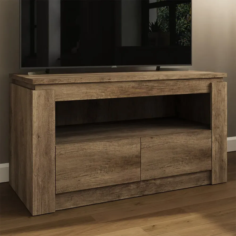 Canyon 2 Drawer TV Unit with Shelf - Grey, Oak image
