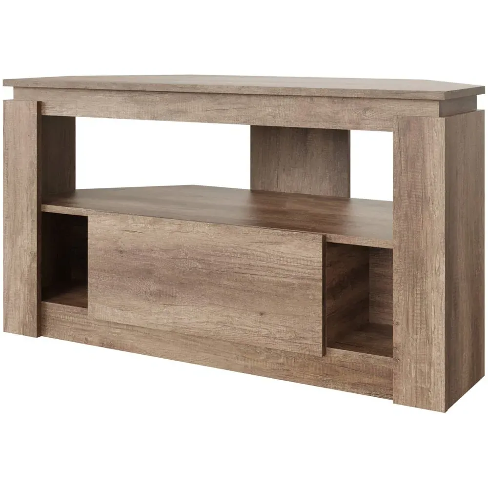 Canyon Corner TV Unit with Drawer - Grey, Oak