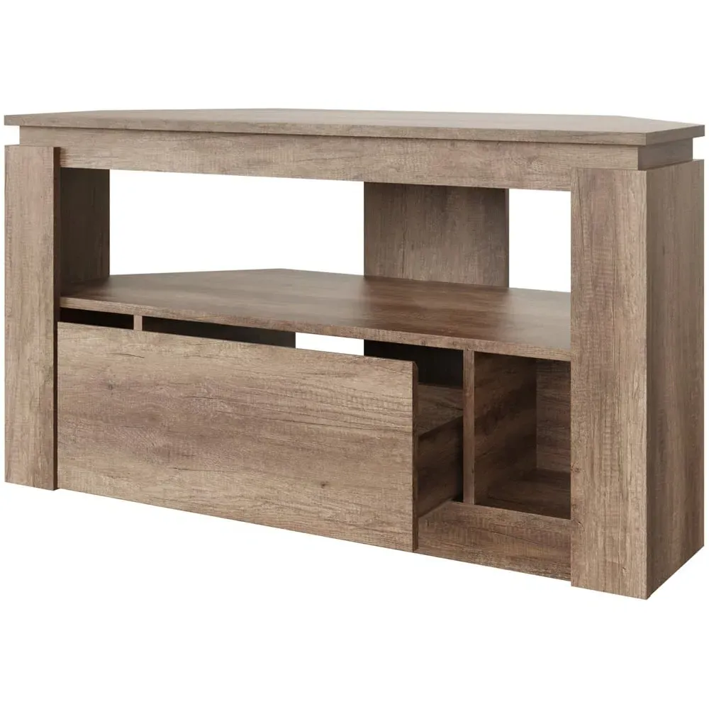 Canyon Corner TV Unit with Drawer - Grey, Oak