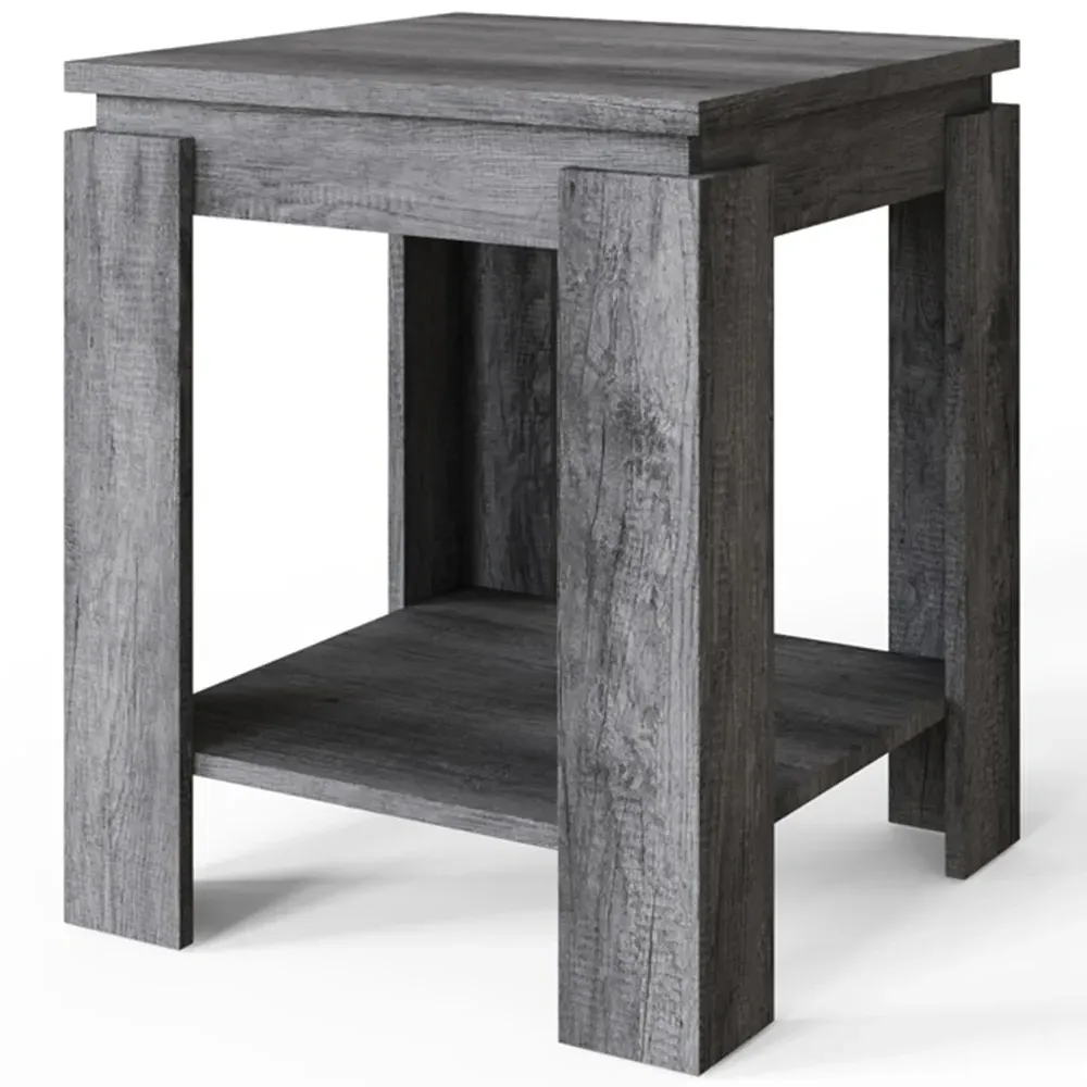 Canyon Lamp Table with Open Shelf - Charcoal Grey