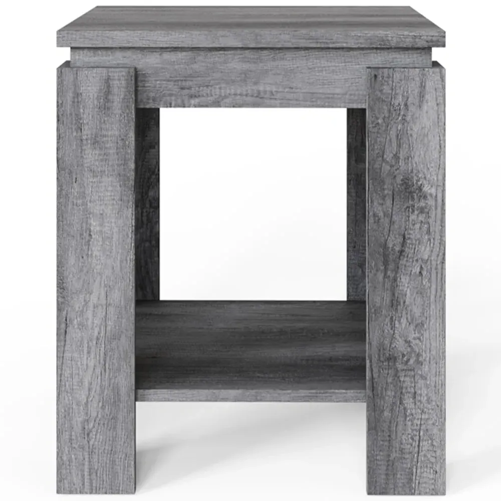 Canyon Lamp Table with Open Shelf - Charcoal Grey