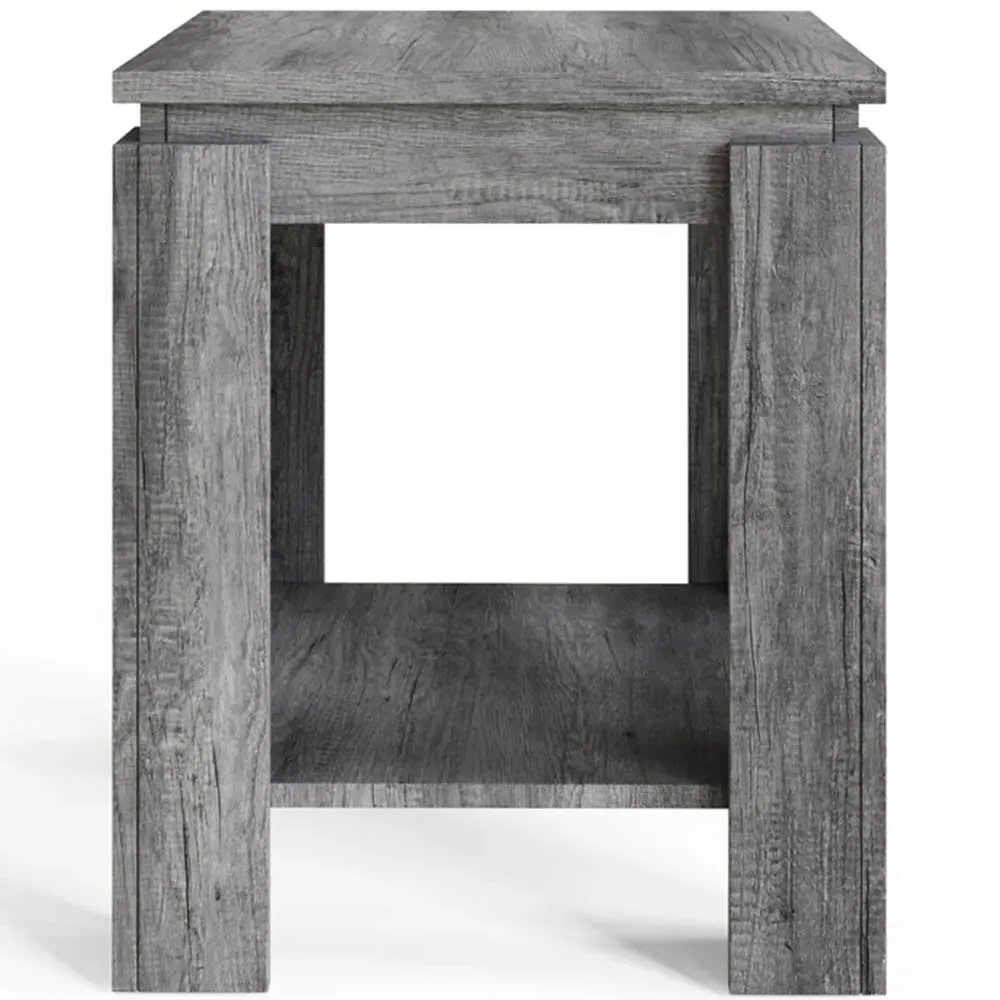 Canyon Lamp Table with Open Shelf - Charcoal Grey