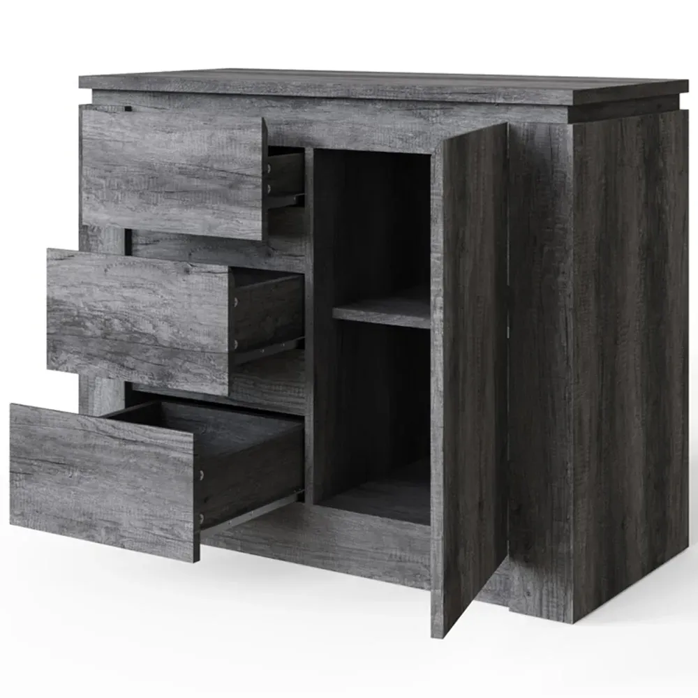 Canyon Single Door 3 Drawer Storage Unit - Charcoal Grey