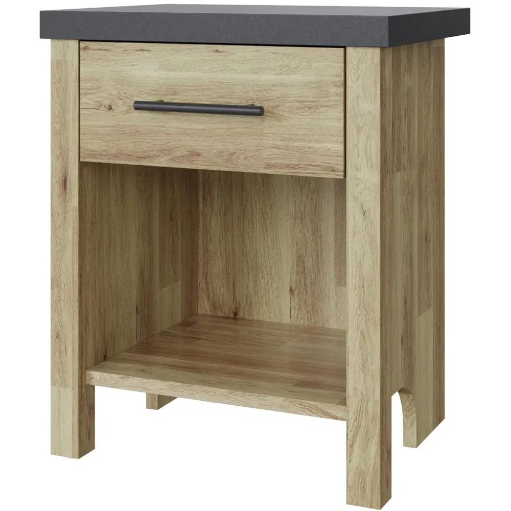 Cascina Bedside Table with Drawer - Brown, Oak