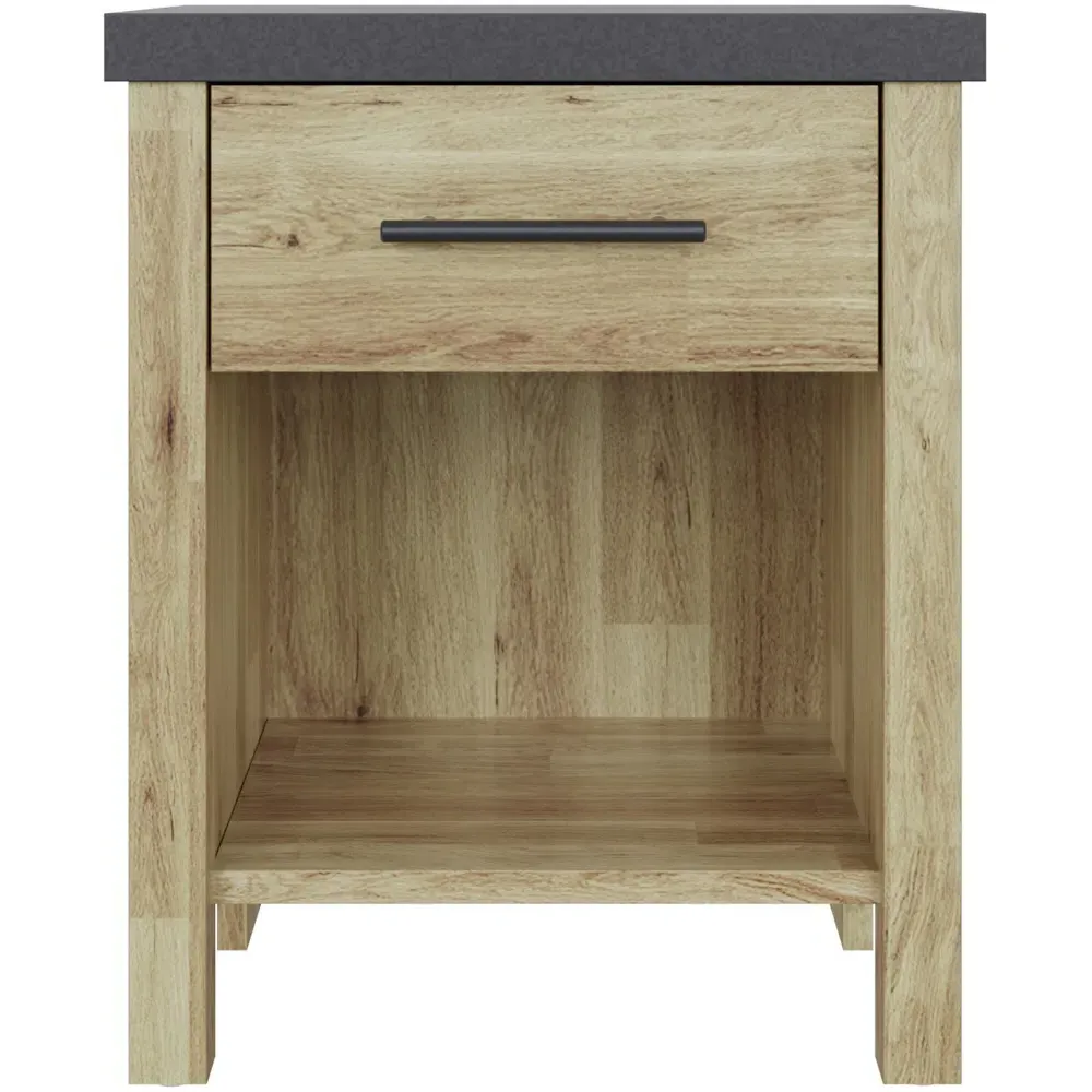 Cascina Bedside Table with Drawer - Brown, Oak