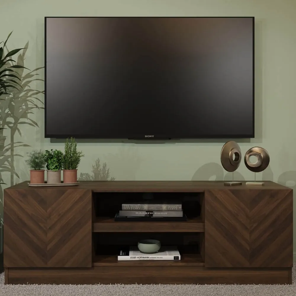 Catania 2 Door TV Unit with Storage - Royal Walnut image