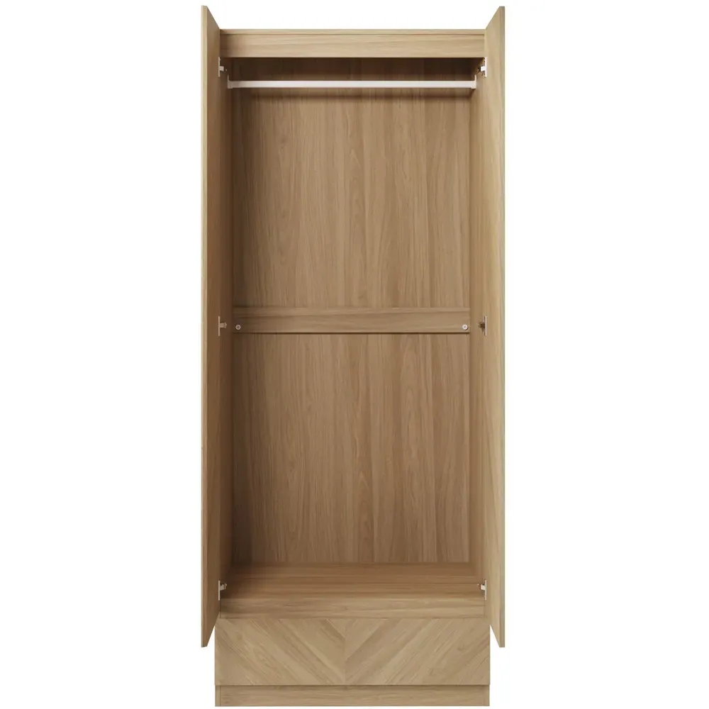 Catania 2 Door Wardrobe with Drawer - Euro Oak