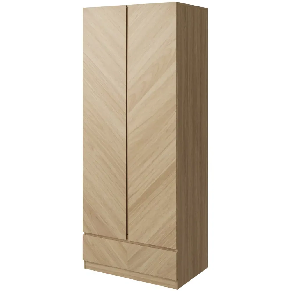 Catania 2 Door Wardrobe with Drawer - Euro Oak