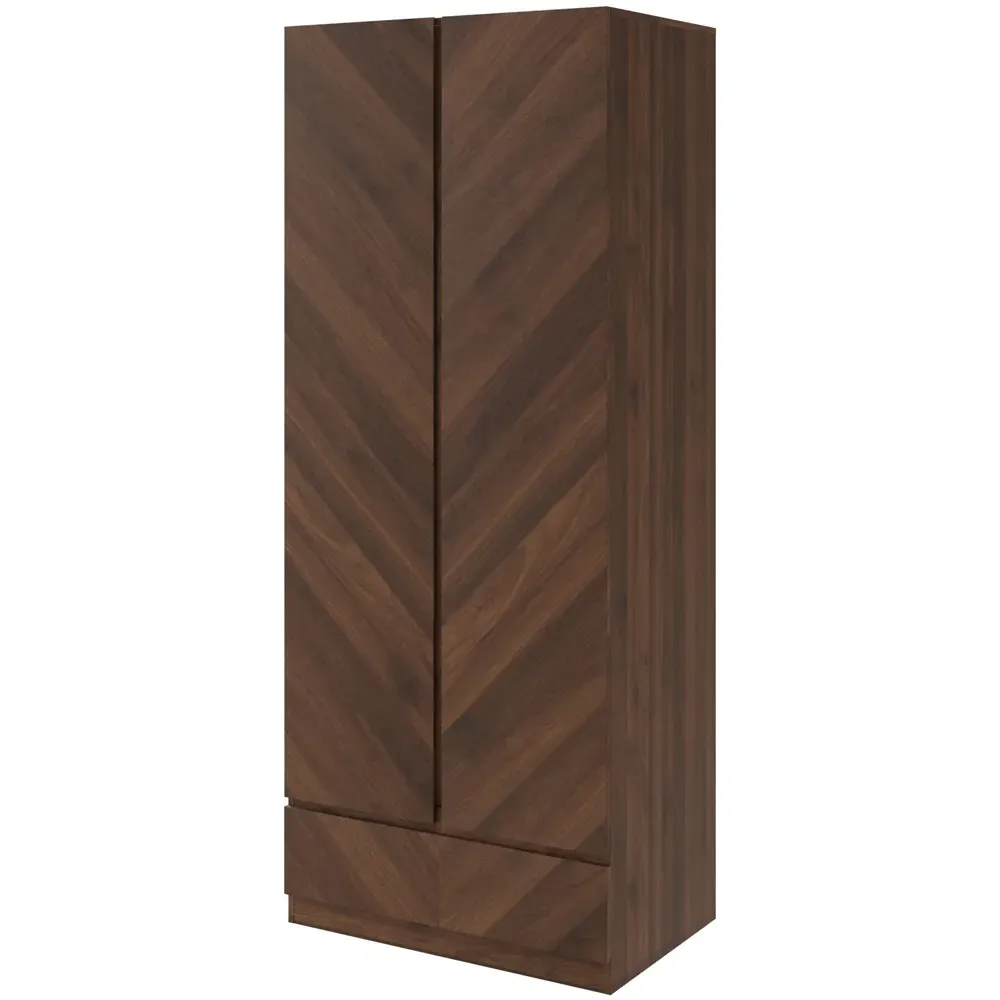 Catania 2 Door Wardrobe with Drawer - Royal Walnut