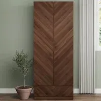 Catania 2 Door Wardrobe with Drawer - Royal Walnut