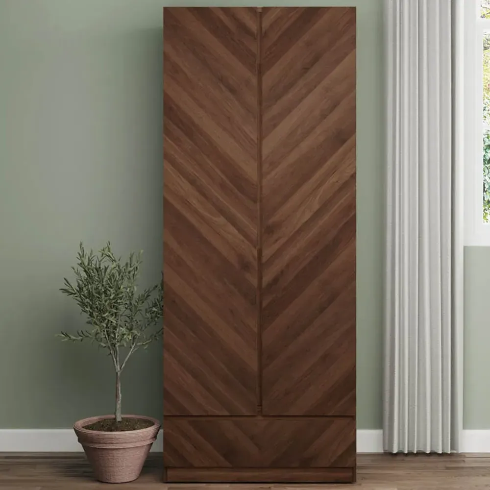 Catania 2 Door Wardrobe with Drawer - Royal Walnut
