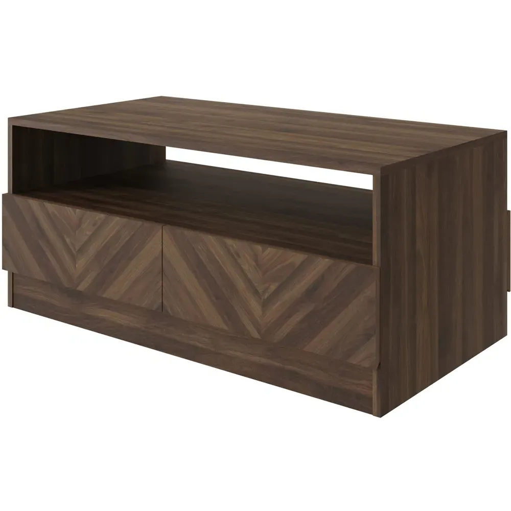 Catania 2 Drawer Coffee Table - Brown, Royal Walnut