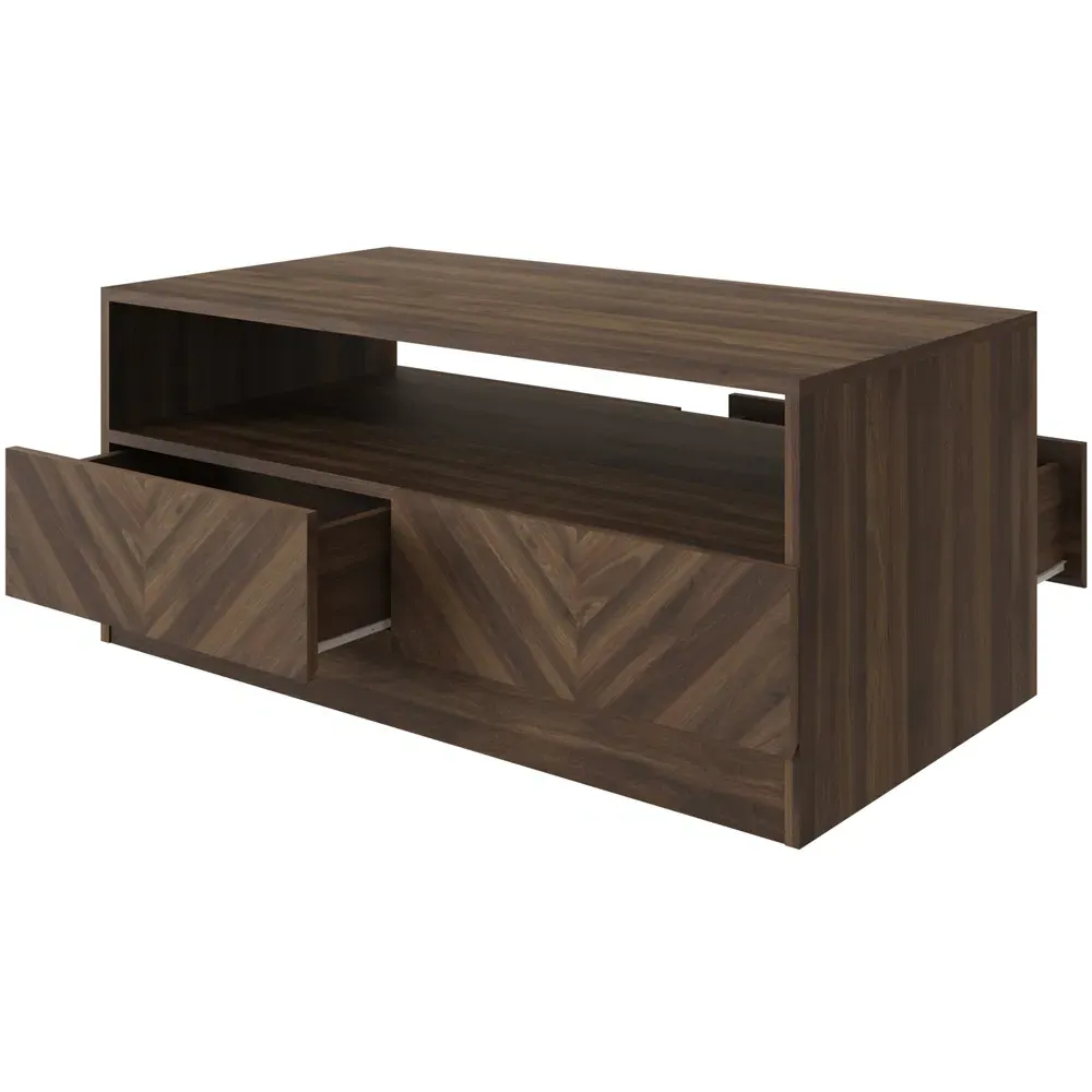 Catania 2 Drawer Coffee Table - Brown, Royal Walnut