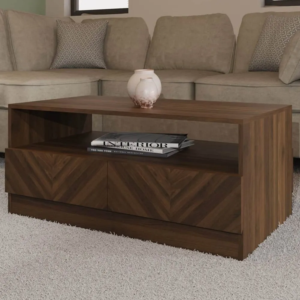 Catania 2 Drawer Coffee Table - Brown, Royal Walnut image