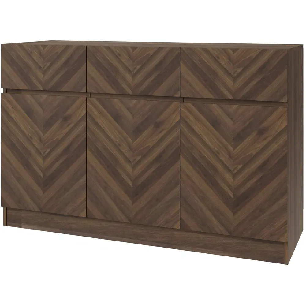 Catania 3 Door 3 Drawer Large Sideboard - Royal Walnut