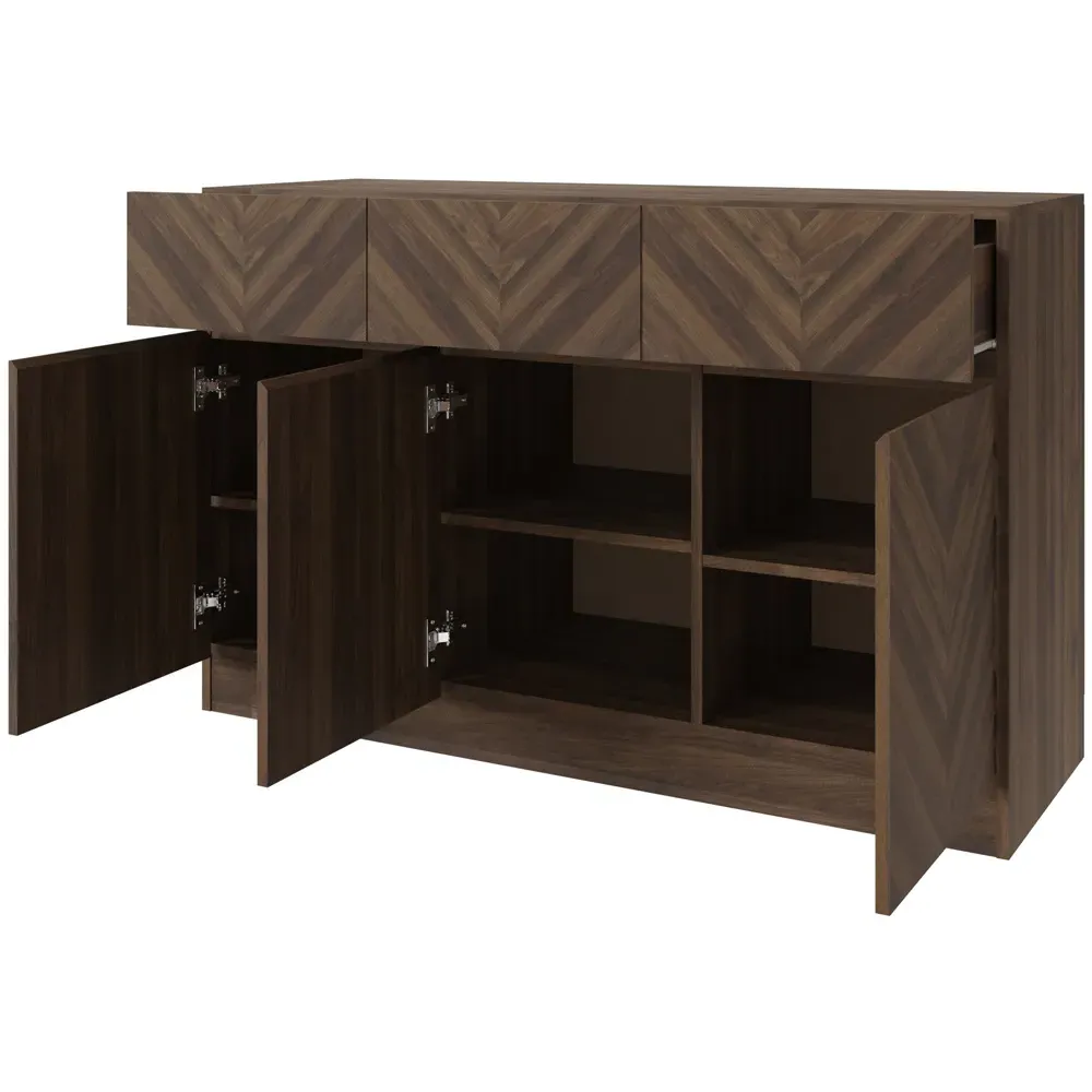 Catania 3 Door 3 Drawer Large Sideboard - Royal Walnut