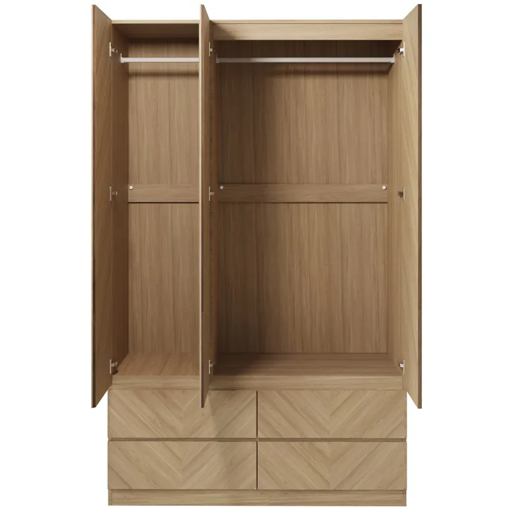 Catania 3 Door 4 Drawer Wardrobe - Euro Oak