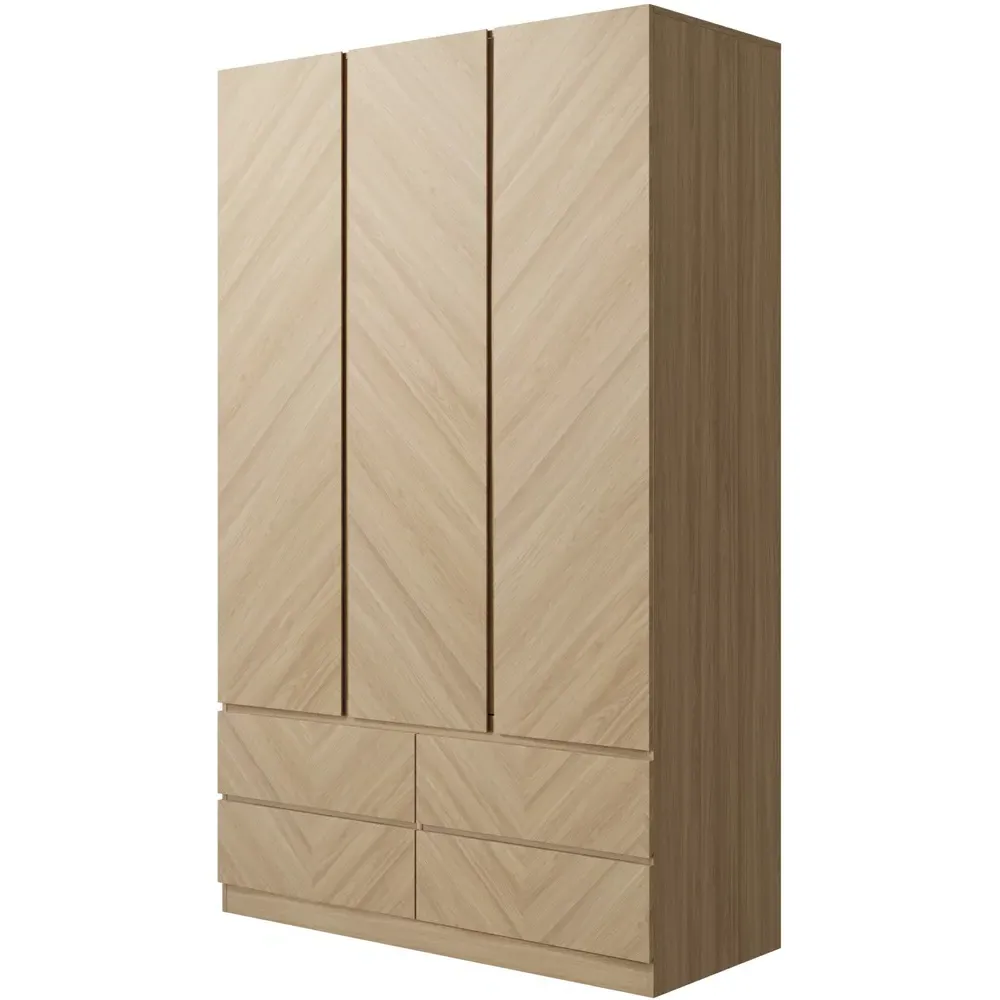 Catania 3 Door 4 Drawer Wardrobe - Euro Oak