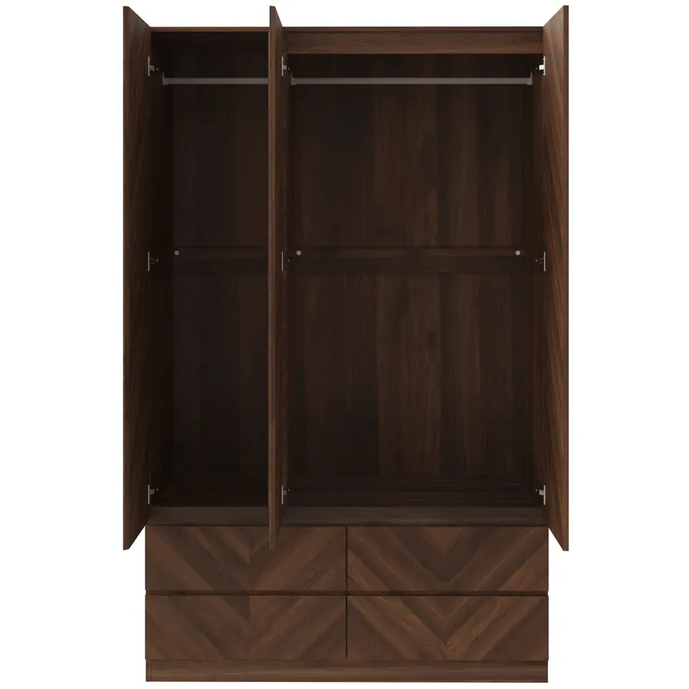 Catania 3 Door 4 Drawer Wardrobe - Royal Walnut