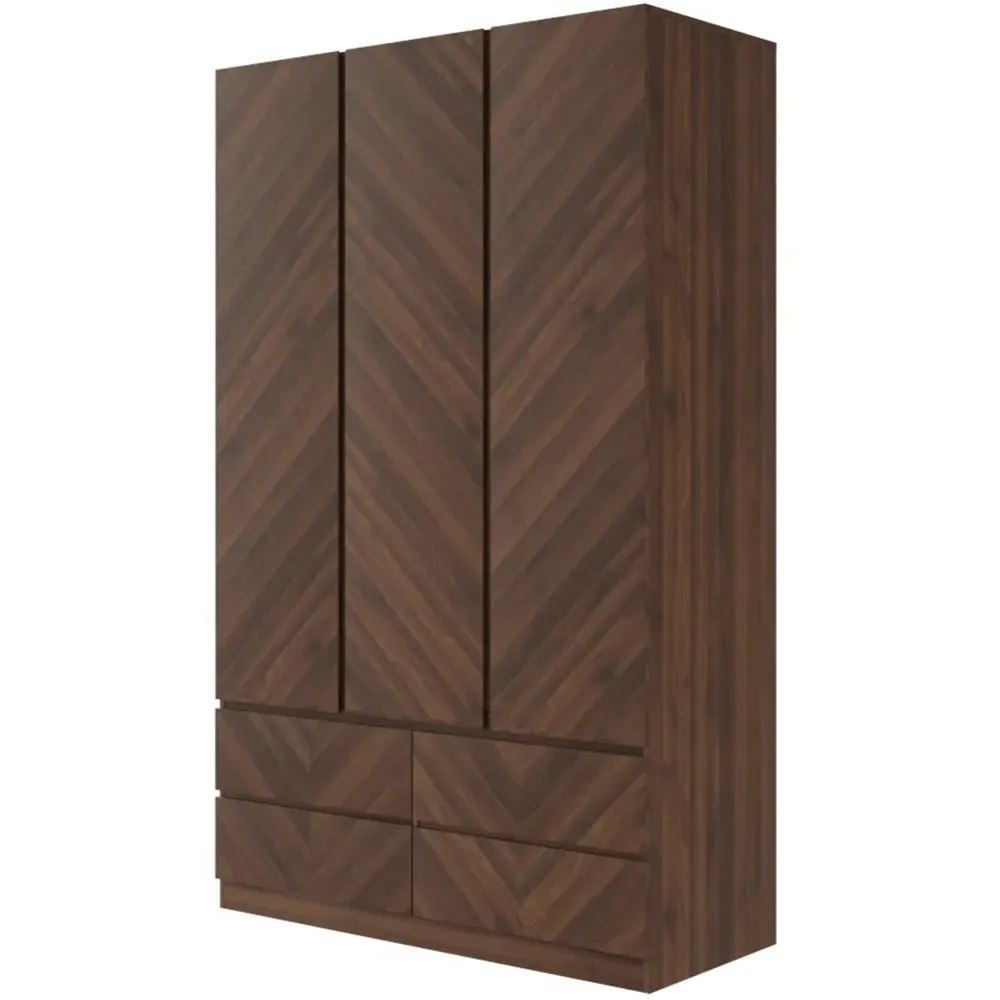 Catania 3 Door 4 Drawer Wardrobe - Royal Walnut