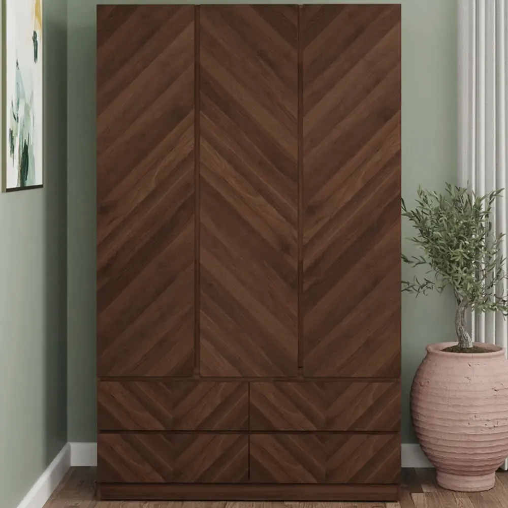 Catania 3 Door 4 Drawer Wardrobe - Royal Walnut
