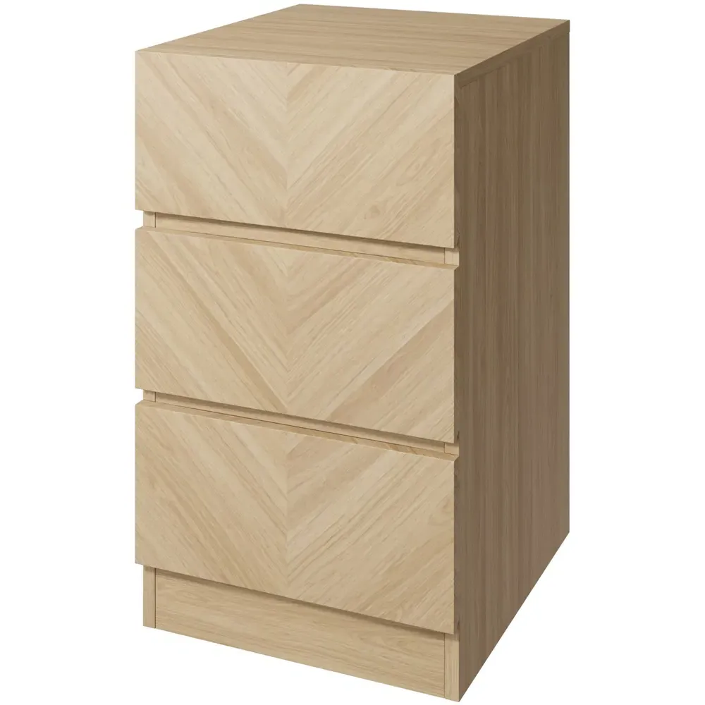 Catania 3 Drawer Bedside Table - Brown, Euro Oak