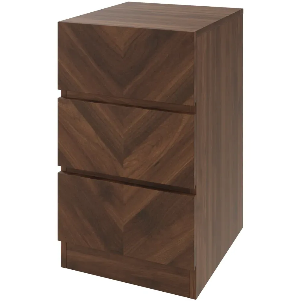 Catania 3 Drawer Bedside Table - Brown, Royal Walnut