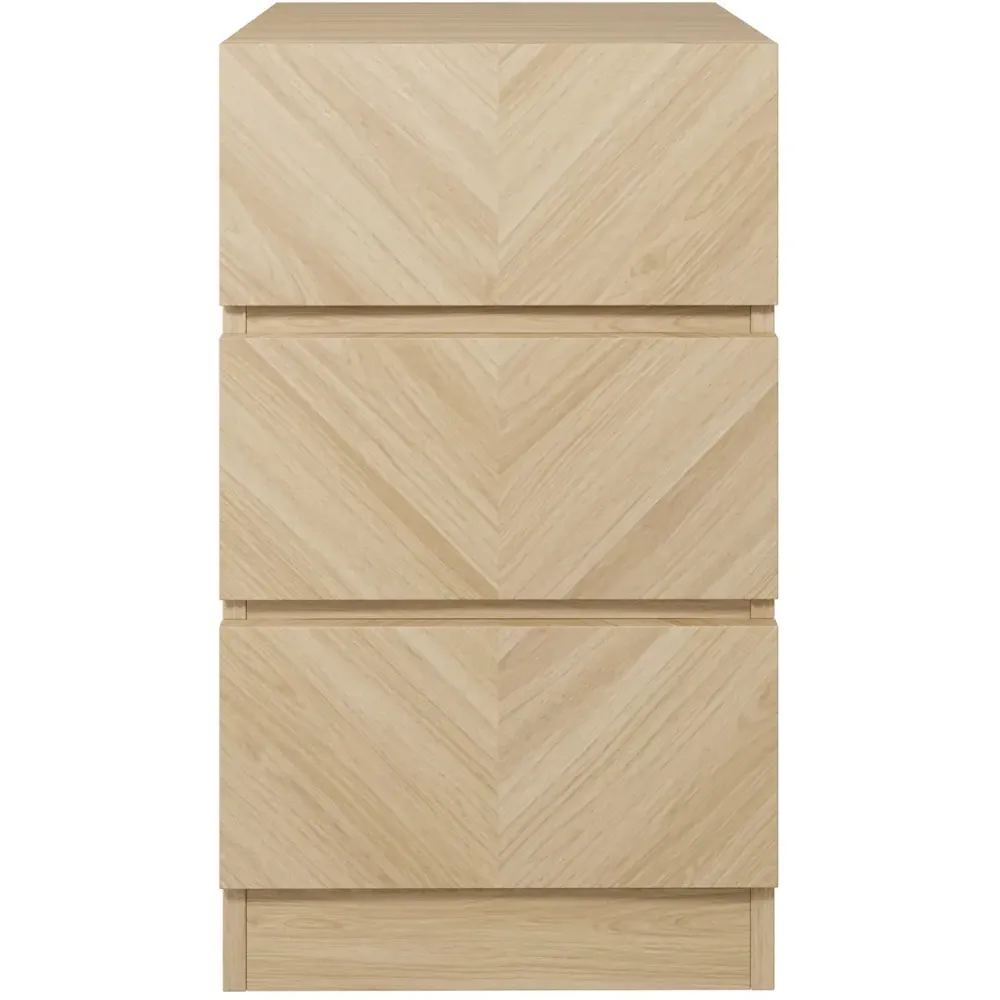 Catania 3 Drawer Bedside Table Set of 2 - Brown, Euro Oak