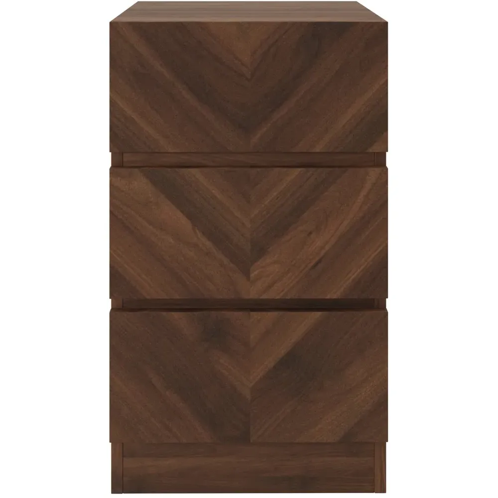 Catania 3 Drawer Bedside Table Set of 2 - Brown, Royal Walnut