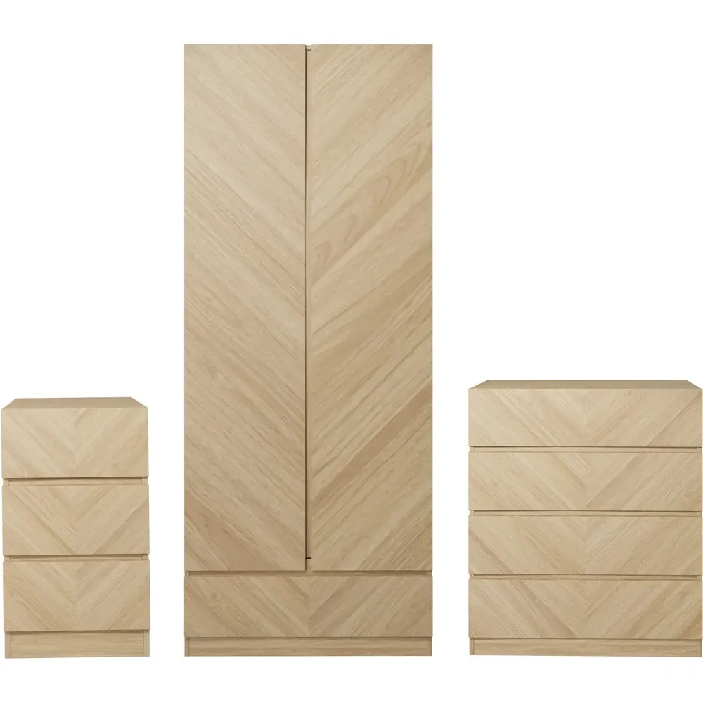 Catania 3 Piece Bedroom Furniture Set - Euro Oak