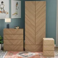 Catania 3 Piece Bedroom Furniture Set - Euro Oak