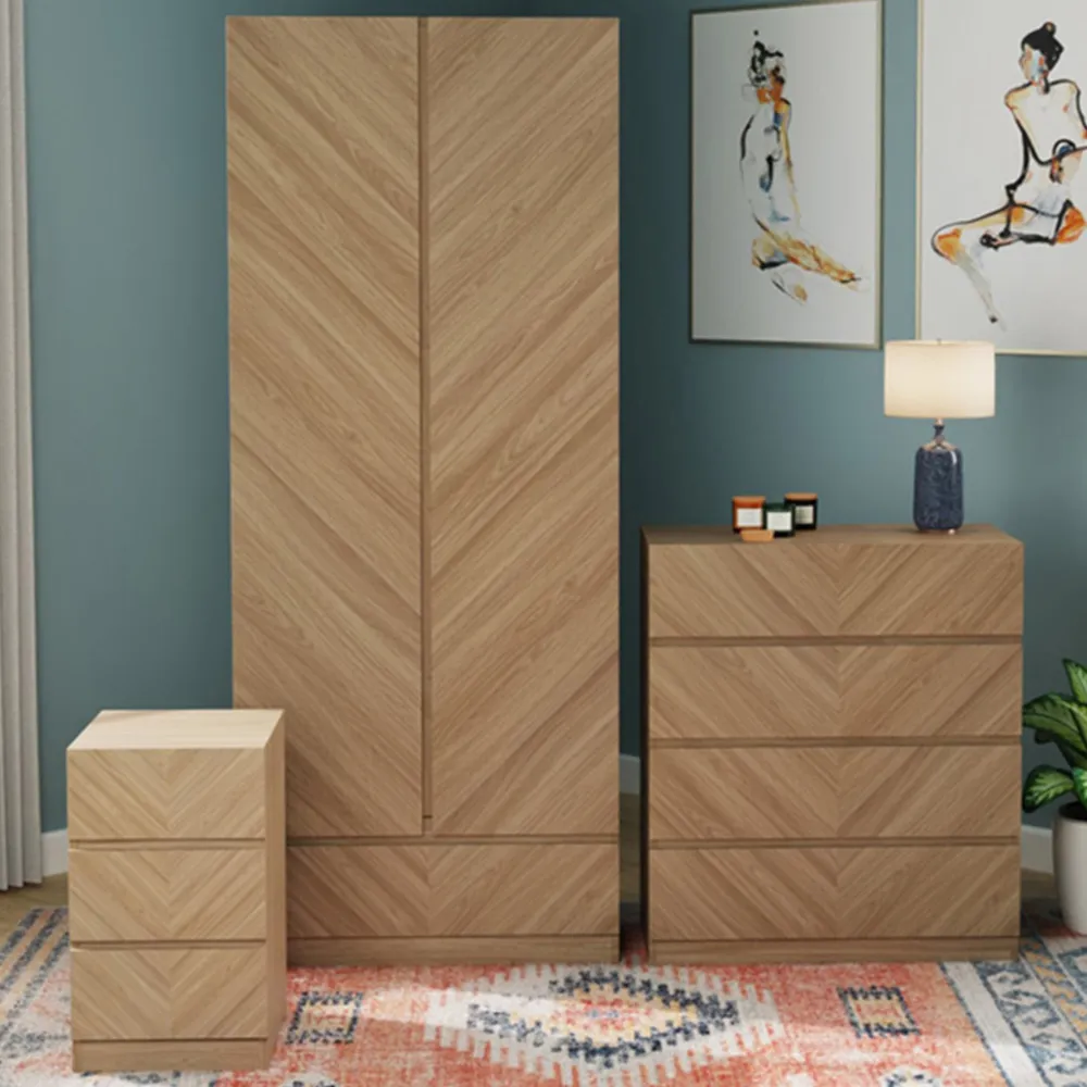 Catania 3 Piece Bedroom Furniture Set - Euro Oak