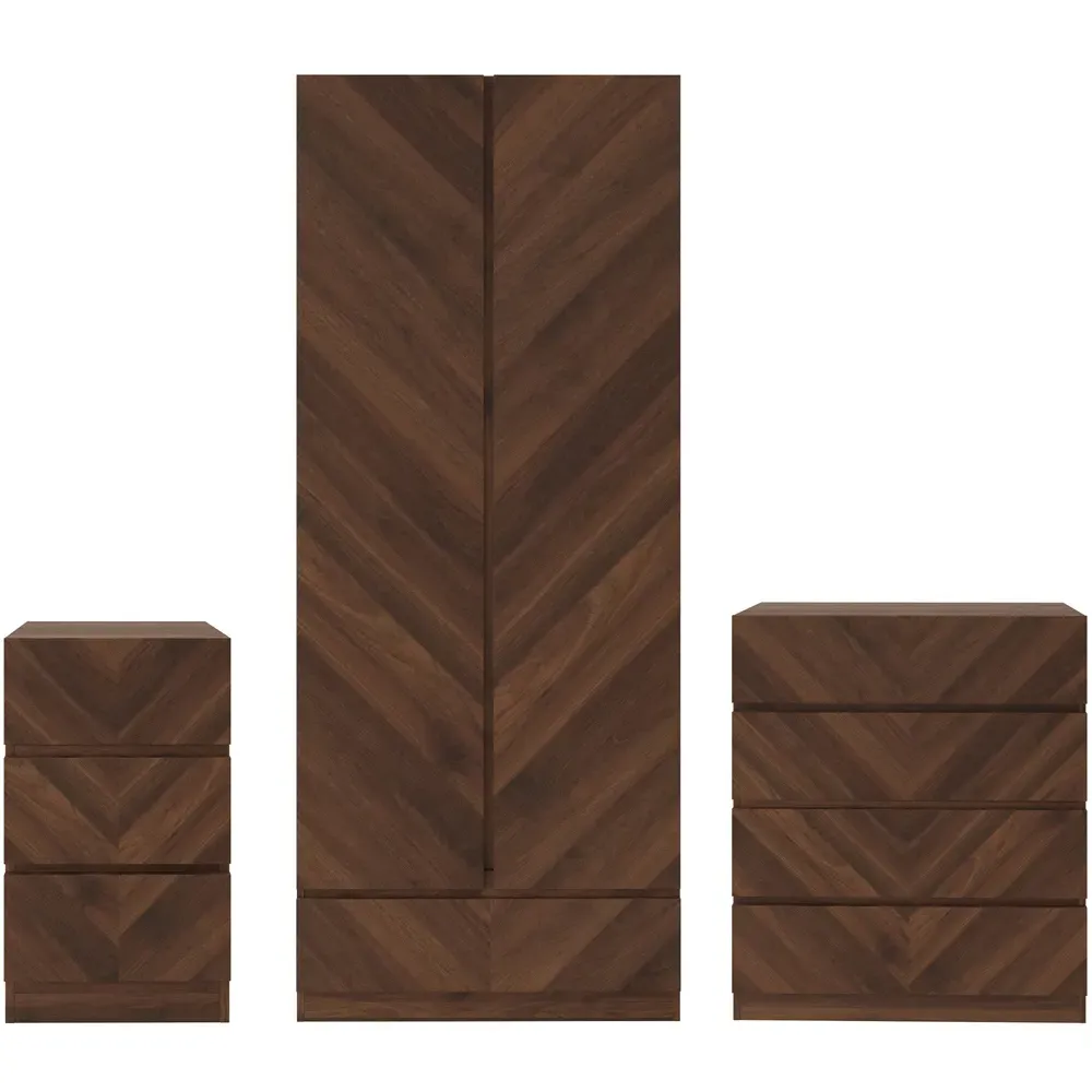 Catania 3 Piece Bedroom Furniture Set - Royal Walnut