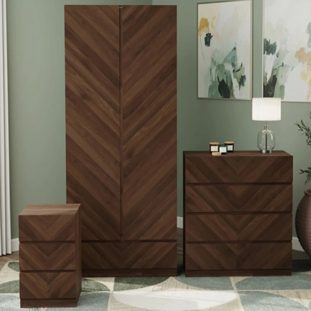 Catania 3 Piece Bedroom Furniture Set - Royal Walnut